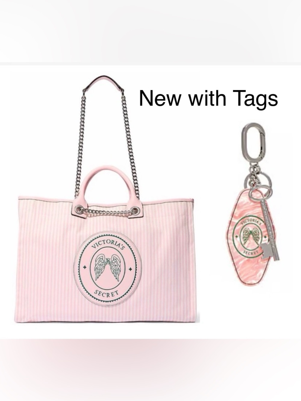 Victoria's Secret Chain Strap Tote Bag with Keychain